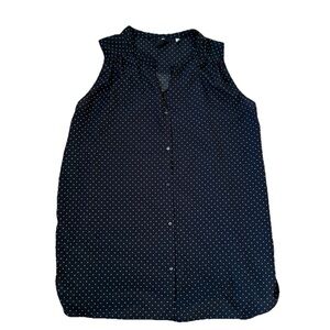 Sleeveless Black Polka Dot Women's Top Size Large